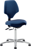 EGB-Stuhl „Nova“ bluscuro Sitzhöhe 44-56 cm, mit Rollen für harte Böden (Mit Zertifikat gemäß DIN EN 61340-5-1)